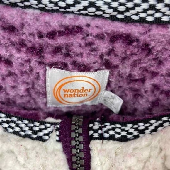 Wonder Nation Big Girls M 7-8 Sherpa Quarter Zip Pullover Purple Fall Winter - Picture 3 of 3
